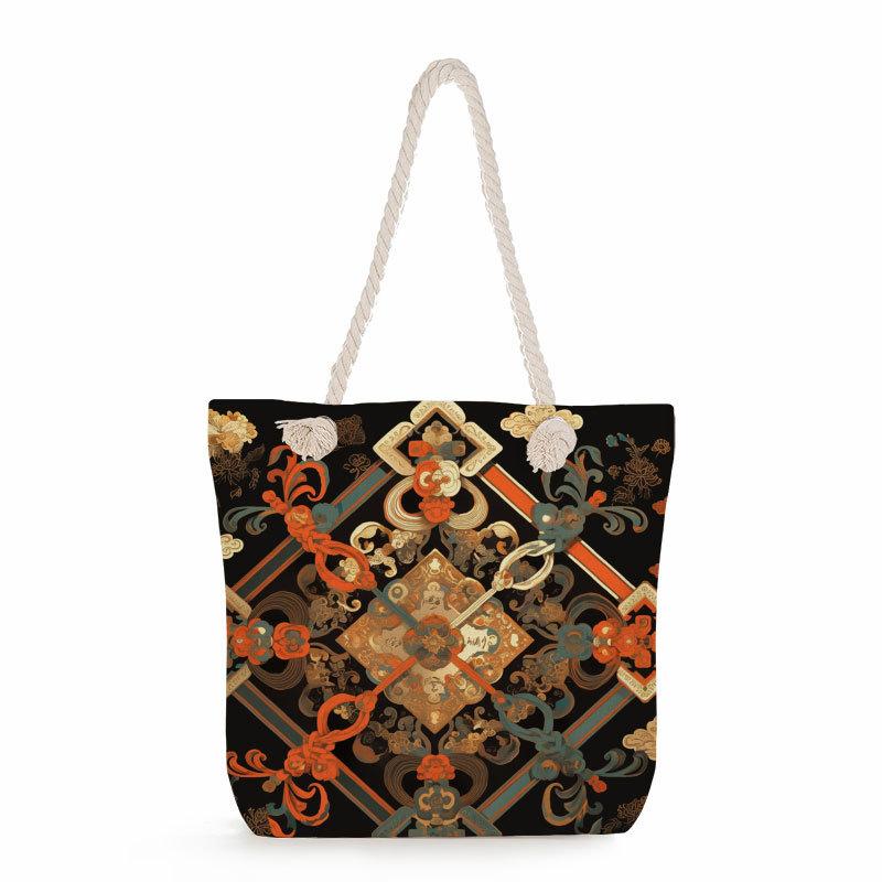 Chinesisches Knotenmuster dicke Seil-Einschulter-Strandtasche 7350 KTB