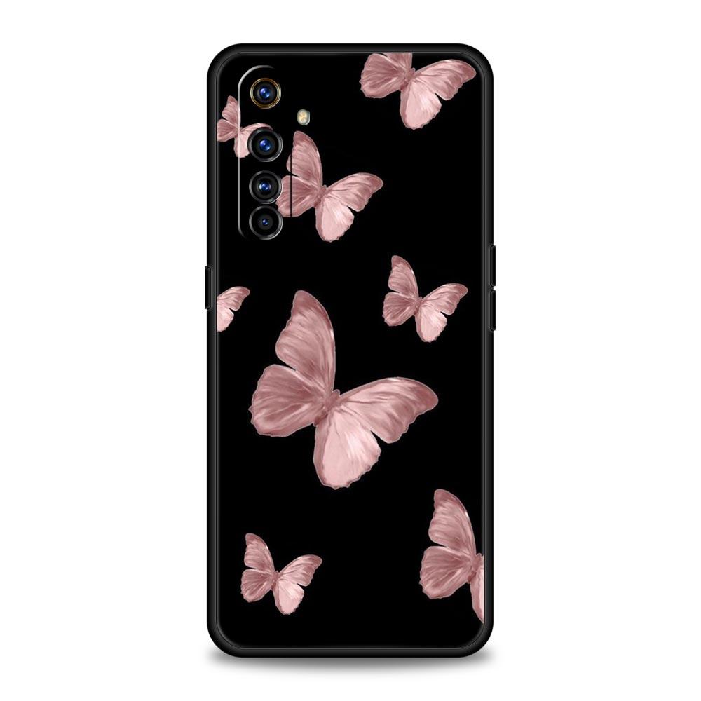 Gold Pink Rose Glitter Hearts Case For Realme 12 11 10 9 8 5G 7 6 GT5 GT3 GT2 Pro C21 C25 C35 For Realme GT Neo 2 3 3T 5 Cover