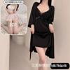 Spring and Summer Sexy Nightdress Lace Temptation V-neck Gathering Ice Silk Suspender Nightdress Backless Chest Pad Suspender Nightdress Set