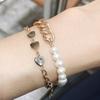Natural Mother-of-Pearl Triple Heart Chain Bracelet Ba0495