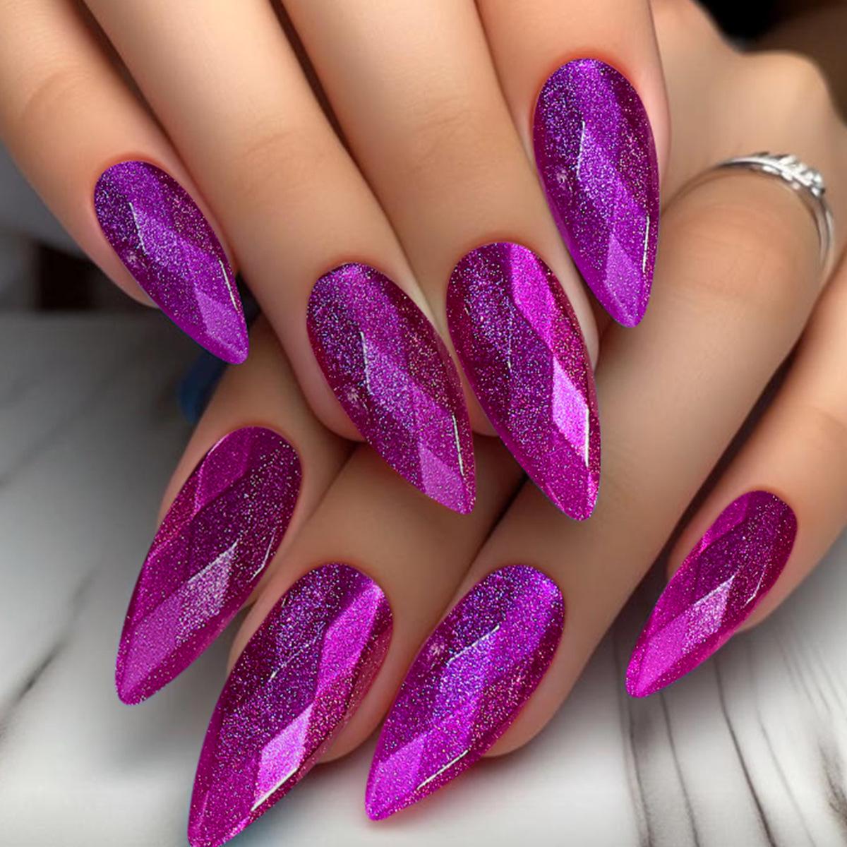 24-Piece Irregular Long False Nails - Reusable & Wearable Nail Art