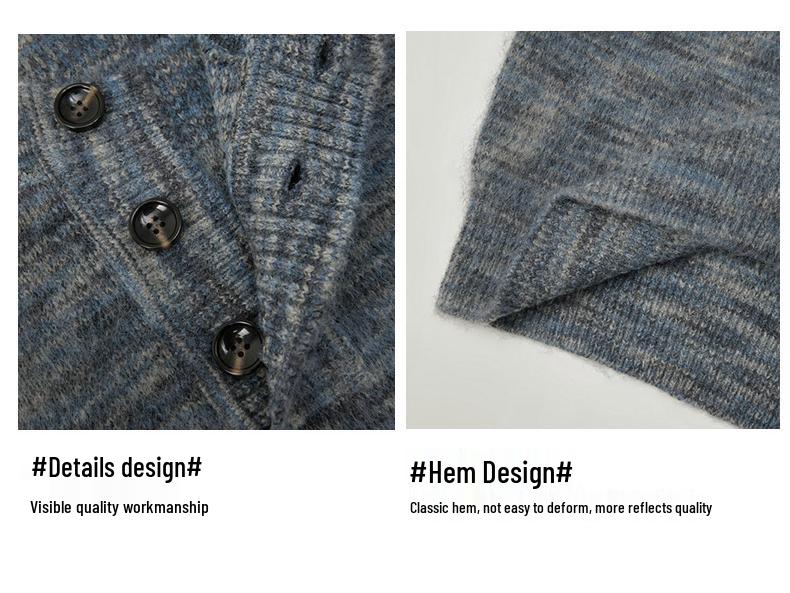 Men's Autumn/Winter Gradient Henley Sweater - Loose, Trendy Knitted Pullover