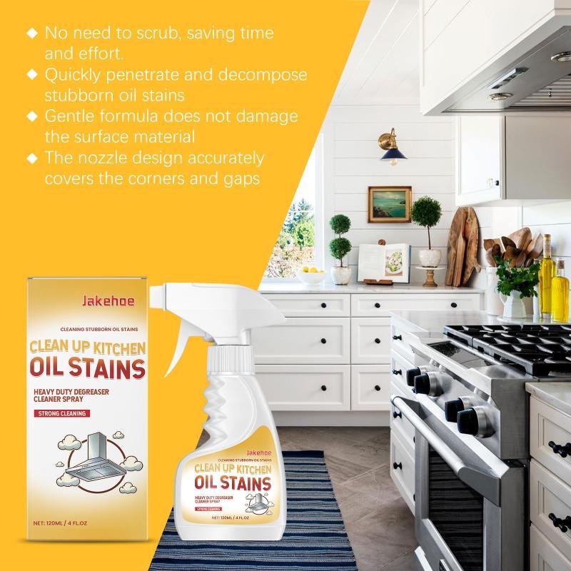 Kitchen Grease Remover 120ml Spray Powerful Degreaser for Stainless Steel Range Hood Cooktop Oil Cleaning at Home