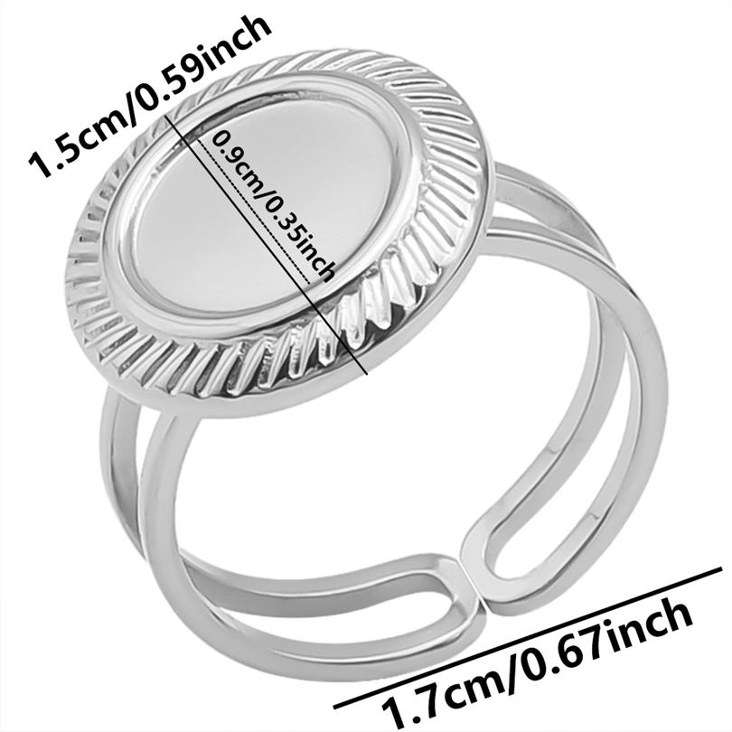 Geometric Round Oval Heart Blank Base Settings DIY Stainless Steel Rings For Women Men Accessories Adjustable Open Ring Jewelry