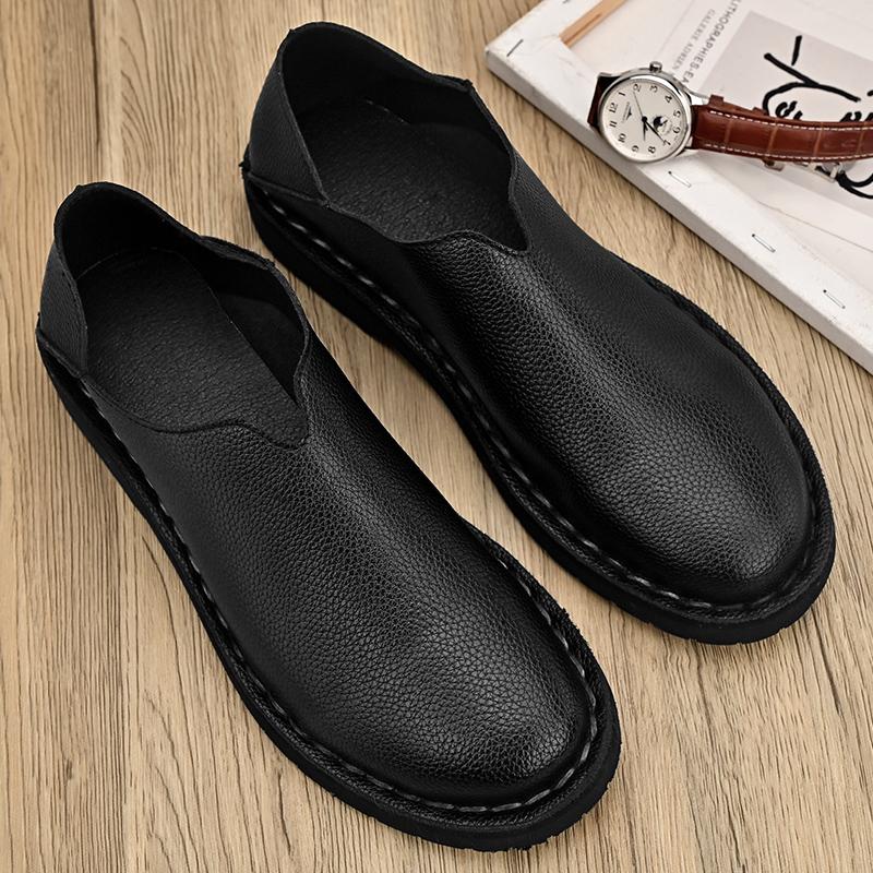 Äkta Läder Herrskor Mode Herr Casual Skor Business Herr Loafers Körskor Mjuka Läder Flats Bekväma Mockasiner