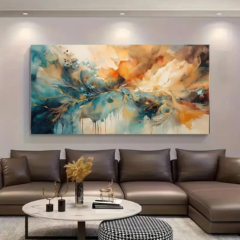 Frameless Abstract Oil Painting - Vibrant Tie-Dye Modern Art Canvas Wall Decor for Living Room, Home Decorati