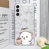 Cute Cartoon Cat Couple Phone Case for Samsung Galaxy S23 FE S22 Plus S21 S24 S25 Ultra Transparent Soft Cover Lover Pairs Funda
