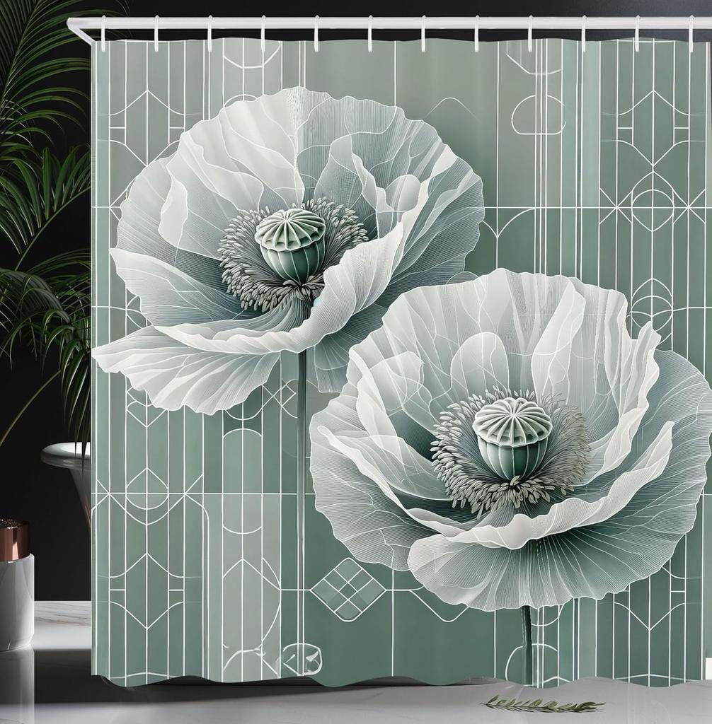 Floral Plant Theme Vintage Shower Curtain Vine Green Leafy Peacock Fabric Bathroom Decorative Shower Curtain with Hook