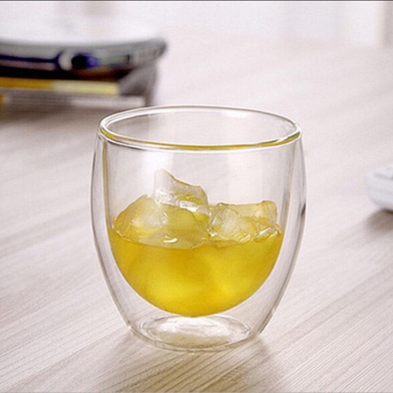 Double-Layer Insulated Borosilicate Glass Egg-Shaped Cup, Heat-Resistant, Transparent, 100ml/80ml for Coffee or Tea.