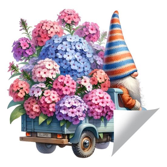 Spring Gnome Window Clings Floral Berries Gnome Glass Stickers Double-Sided Reusable Static Decals