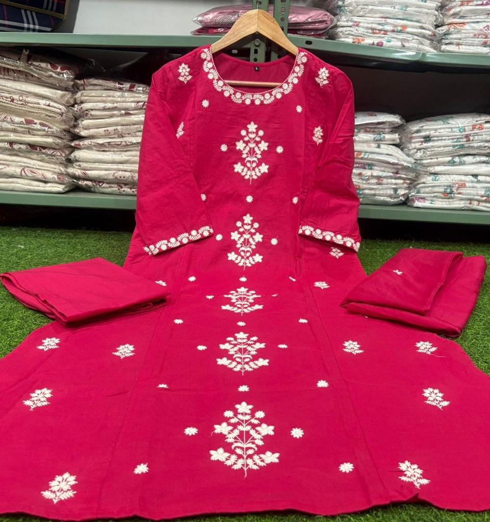Women Designer Embroidered Salwar Kameez Kurti Set Indian Bollywood Top Tunic Kurti Dress