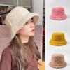 Lamb Wool Plush Hats Solid Color Wide Brims Caps All-match Fall Winter Plush Hat Plush Hat Bucket Hats for Women & Men