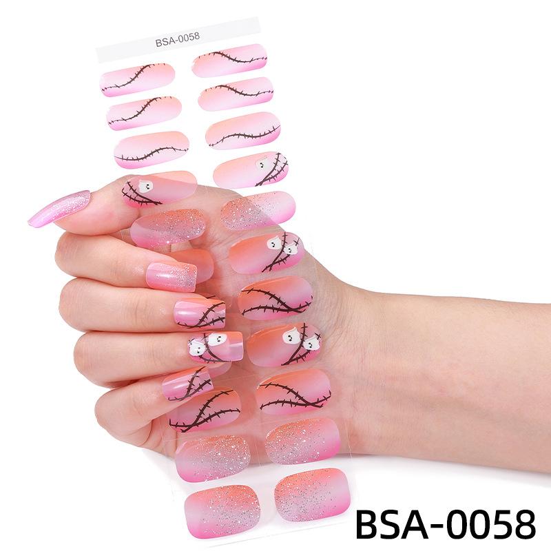 

Не требующие выпекания гелевые наклейки для маникюра мультфильм Хэллоуин светящиеся наклейки для ногтей полуотвержденные BSA-0058