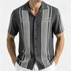 Men's Vintage-style American Print Short-sleeve Shirt with Abstract Patterns, Summer Casual Top