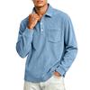 Men's Corduroy Long Sleeve Shirt with Pocket Retro Striped Casual Top for Fall and Winter