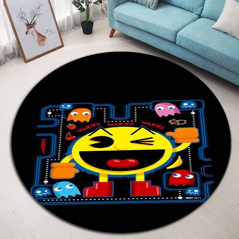 Tappeto Rotondo con Motivo Arcade Pac-Man Tappeto Morbido Tappetino Antiscivolo per Decorazione Stanza dei Giochi