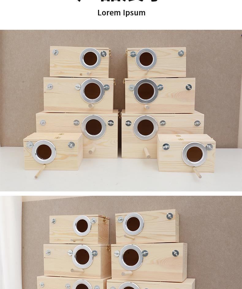 Klatka dla ptaków z drewna sosnowego w różnych rozmiarach: Drewniany budka dla papugi z otwieranym dachem