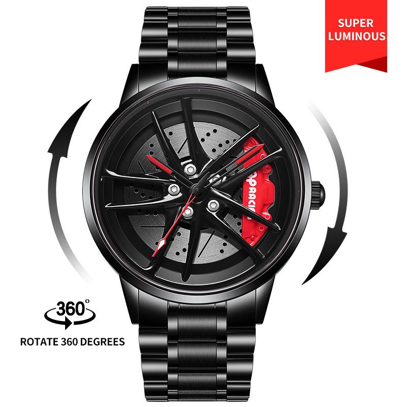 SVJ High-End Men s Wheel Hub Watch: Three-Dimensional Hollow Toyota GR Supra Quartz, Waterproof.