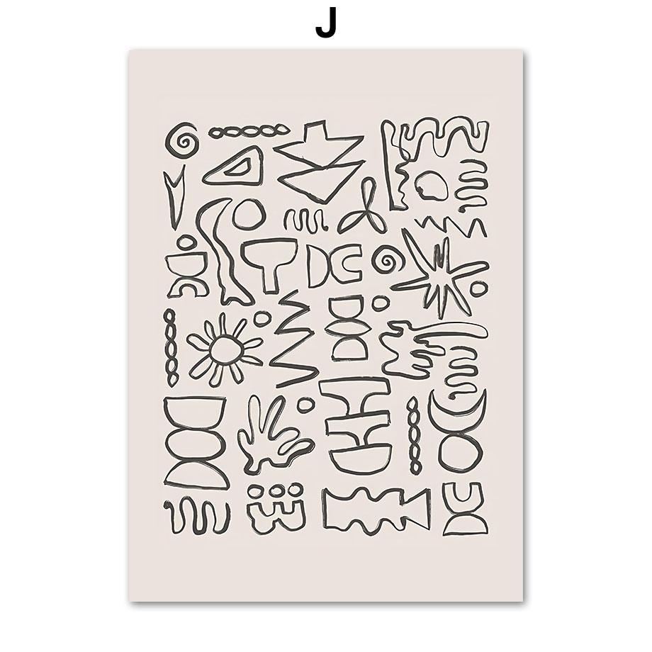 Abstract Bohemian Line Woman Leaf Vase Flower Mid Century Posters Canvas Painting Wall Art Print Picture Living Room Home Decor