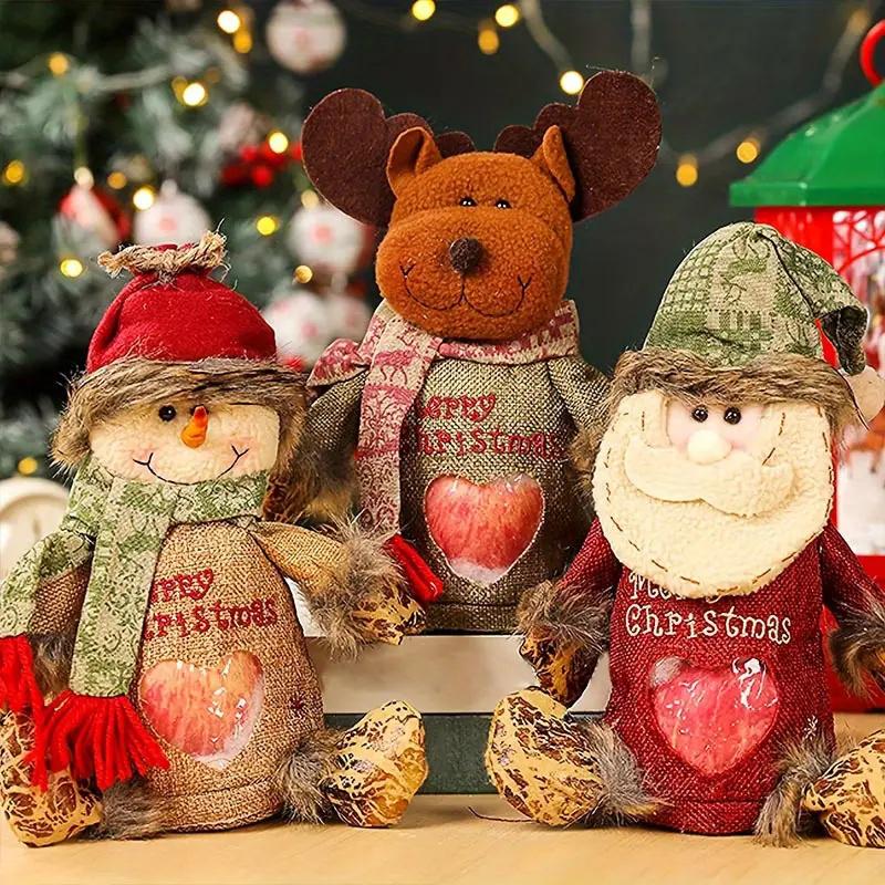 Christmas Candy Gift Bag Zipper Design For Gifts Apples Candy Adorable Christmas Gift Bags Reusable Fabric Storage Bags Decor