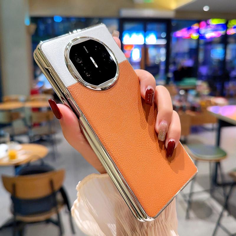 For Huawei Mate X6 Case Luxury PU Leather Skin Plating Protective Back Cover Case For Huawei Mate X6 X5 X3 X2 Phone Shell