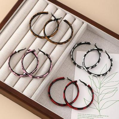 High-Class Retro Leopard Print Round Leather Hoop Earrings