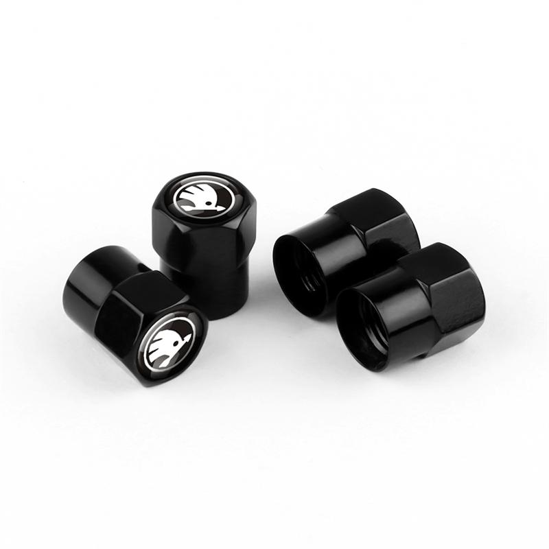 XOWS7 4pcs Metal Car Wheel Tire Valve Caps Stem Case Covers Accessories For Skoda S Kodiaq Octavia 2 3 Yeti Karoq Rapid Fabia VII A5