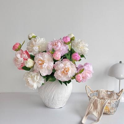 26.8 Inch Artificial Peony Silk Flowers Faux Floral Arrangement for Living Room Table Decor Photography Prop
