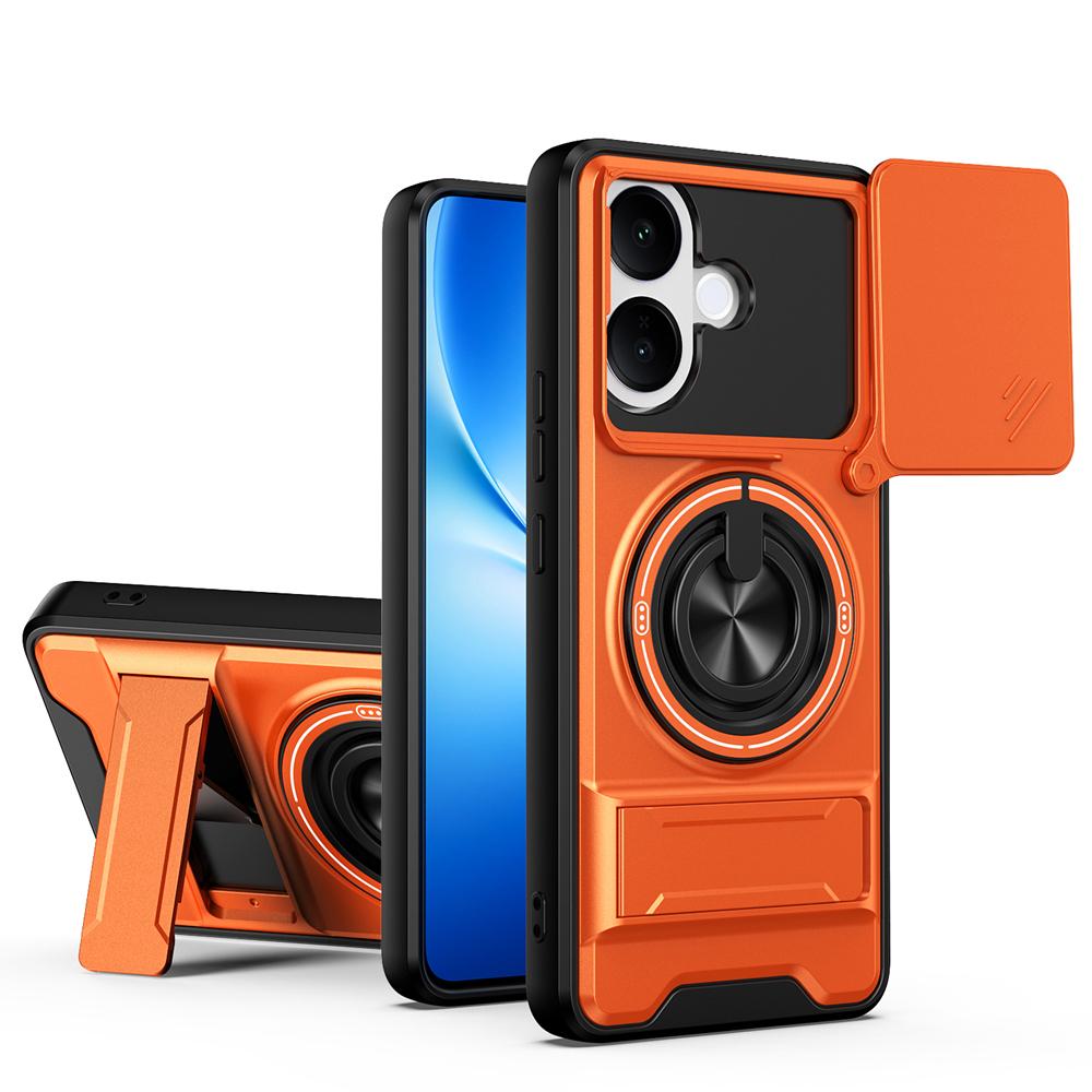 KEYSION Magnetic Phone Case for VIVO V60 Lite 5G Slide Camera Protection Upright Kickstand Ring Shockproof Cover for IQOO Z10R 5G