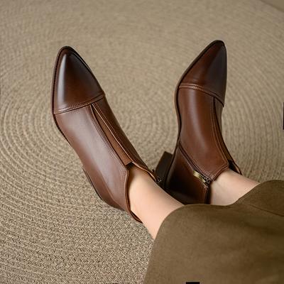 Fashion 2024 New Autumn Women Boots Genuine Leather Shoes for Women Pointed Toe Ankle Boots Black Modern Boots Lady Leather Shoes