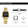 NAVIFORCE Women Digital Waterproof Watch Casual Sport Multifunction Stopwatch Gold Square Luminous Date Dial Stainless Steel Strap NF5047