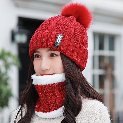 2020 Outdoor Winter Men'S And Women'S Fleece Thickened B Standard Wool Cap Warm Ear Protector Hairball Scarf Cap Knitted Cap