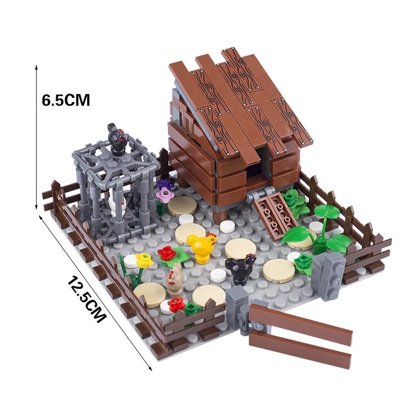 MOC Blocos de Construção de Fazenda Canteiro de Abóboras Carrinho de Transporte de Vegetais Parede de Água Estábulo Pocilga Galinheiro Canil Tijolos Brinquedos Presente para Crianças