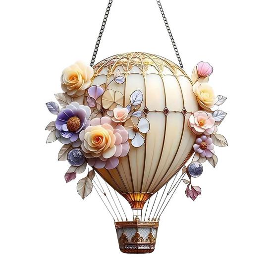 Hot Air Balloon Decoration 2D Flat Acrylic Pendant Colorful Hot Air