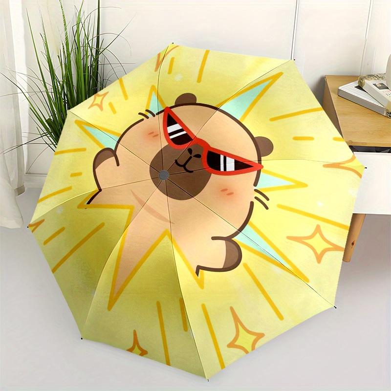

Capybara Automatic Folding Umbrella Simple 8 Rib Design, Bright Cartoon Pattern, Durable Iron Frame, Suitable For Travel, Outdoor, Beach C
