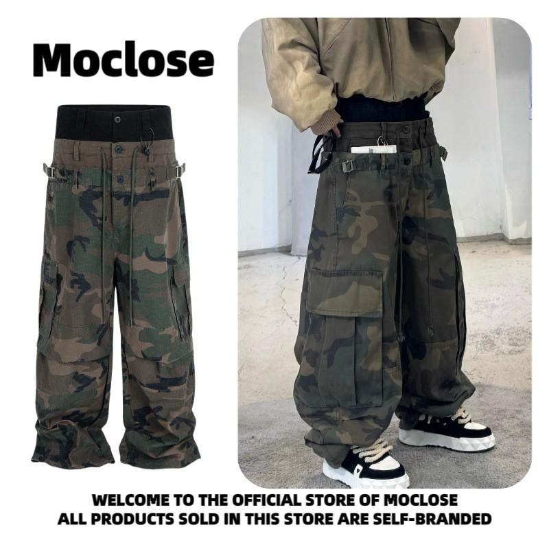 Moclose Camo Cargo Pants Loose Fit Hip Hop Style Men Women