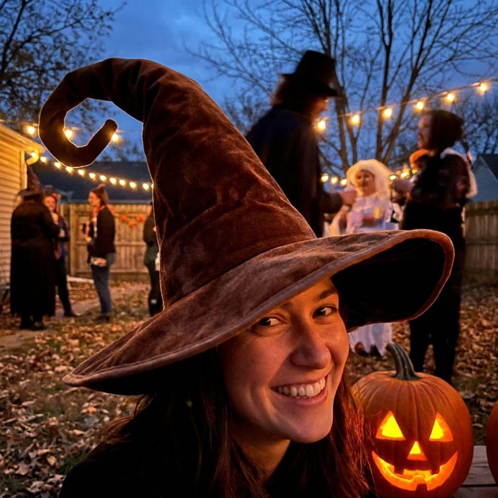 Large Plush Wizard Hat Velvet Curved Tip Tall Witch Hat Retro Witch Costume Hat Masquerade Ball