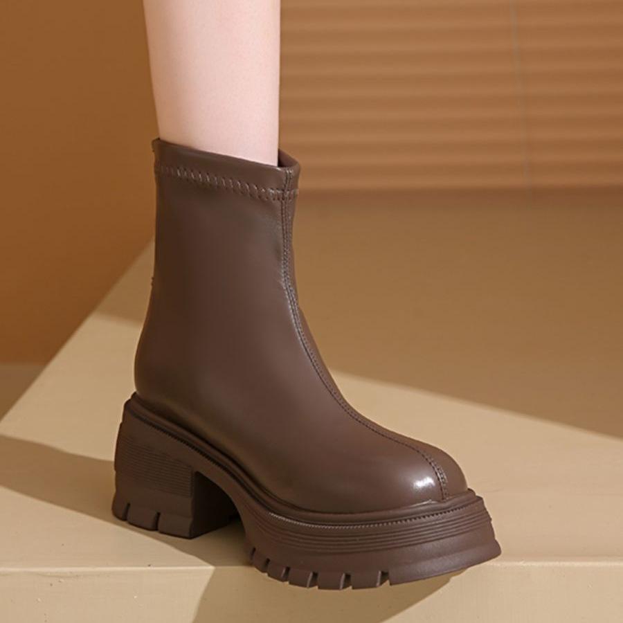 Thick-soled Martin boots women's new thin boots retro heightening fashion leather short boots children's autumn and winter Chelsea boots