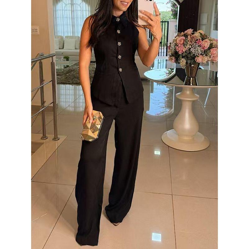 Fashion Wind New Arrival Fashion Elegance Sleeveless Vest Tops Loose Pants Two-piece Set Vest and Pants Set
