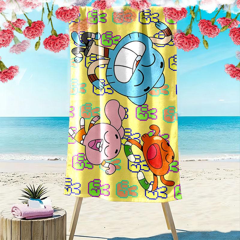 The Amazing World of Gumball Cartoon Art Print Beach Towel, Large Soft Quick Dry Towel for Beach Camping Swimming