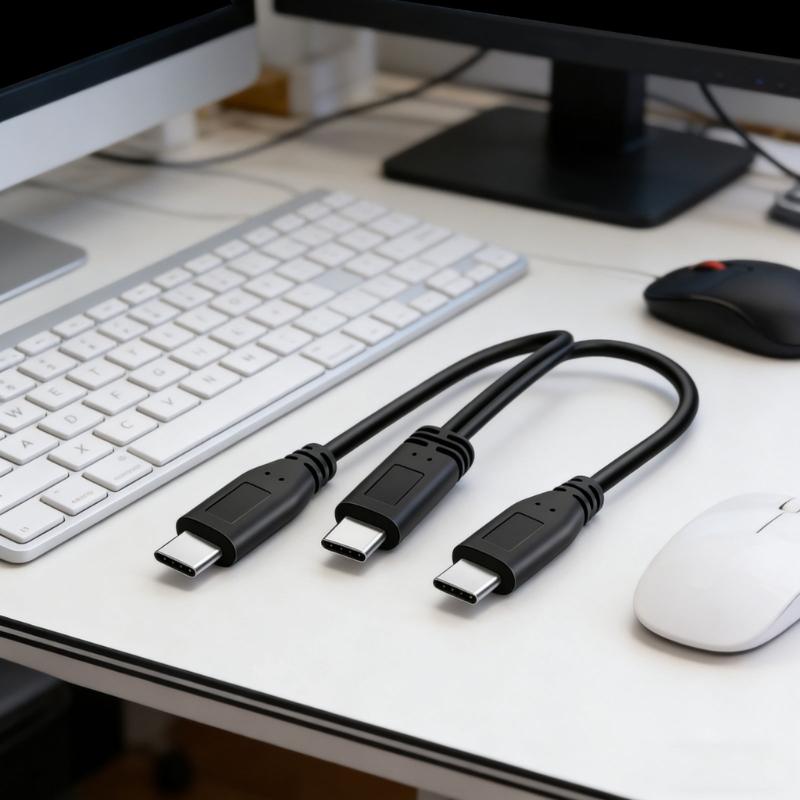 Type C to Double Type C Chargers Cable 5V 3A Power Delivery 15W Fast Charging Cable  for Phones Tablets 30cm Length
