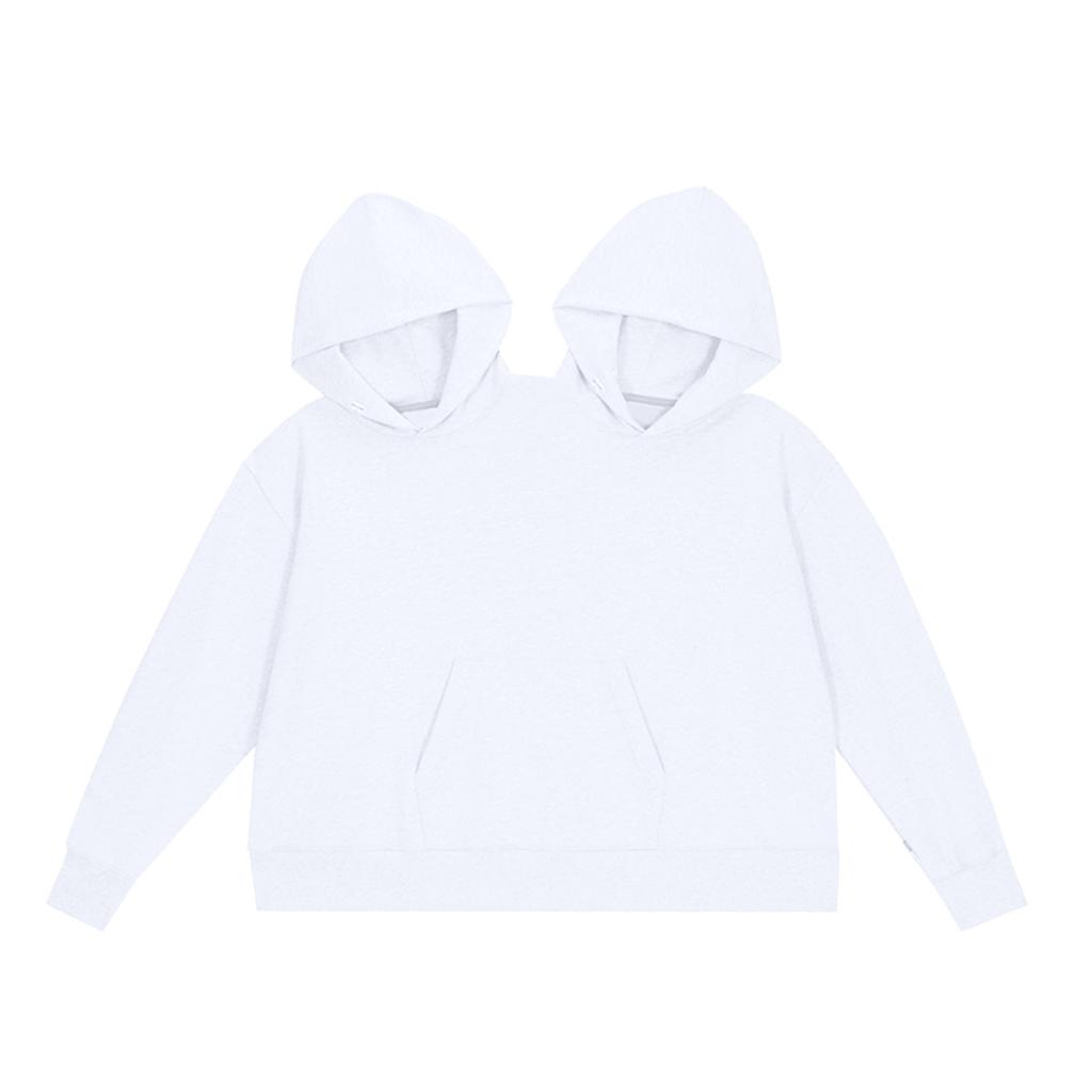 Mens Womens Two Person Ugly Hoodie Intimate  Loose Solid Sweatshirt One-Piece Couples Pullover Holiday Party Jumpers Tops