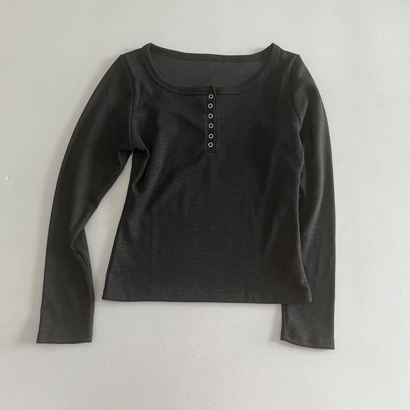 Sonbahar için Şık ve Rahat Çizgili Yuvarlak Yaka Uzun Kollu Kadın Tişörtü