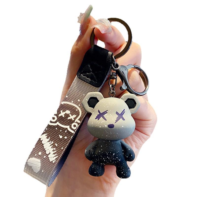 Starry Sky Chameleon Bear Keychain - Cute Plush Toy & Schoolbag Pendant Gift