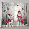 2 Pcs Christmas Snowman & Red Bird Curtains – Polyester Rod Pocket Design for Living Room Bedroom Kitchen Study Decor