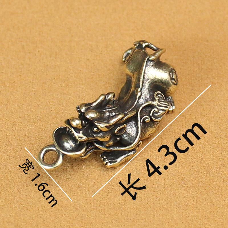 Pixiu pure brass keychain couple necklace pendant car pendant children's gift creative back retro bag pendant