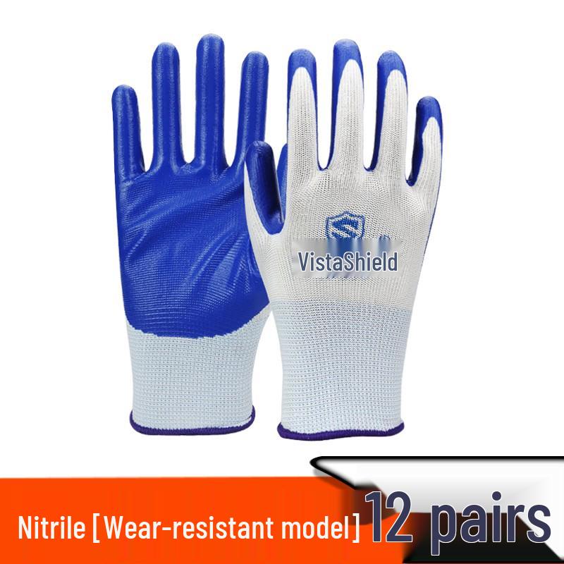 Men's Durable Anti-Slip Work Gloves - Cut-Resistant, Odor-Proof, Glass Handling, Thickened Rubber Protection