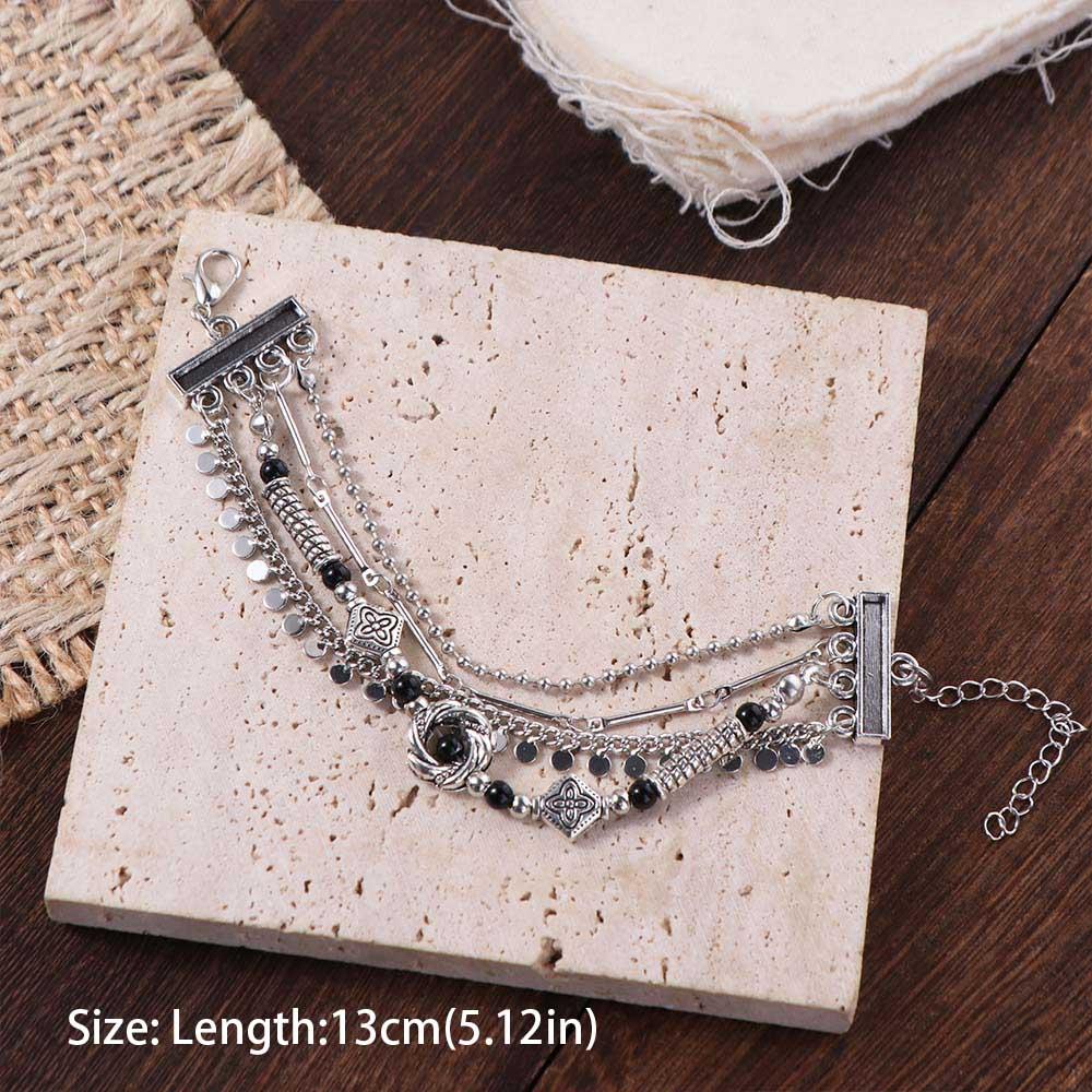 Delicate Ethnic Style Bracelet Flower Beads Bangles Elegant Retro Multilayer Bracelet  Gift