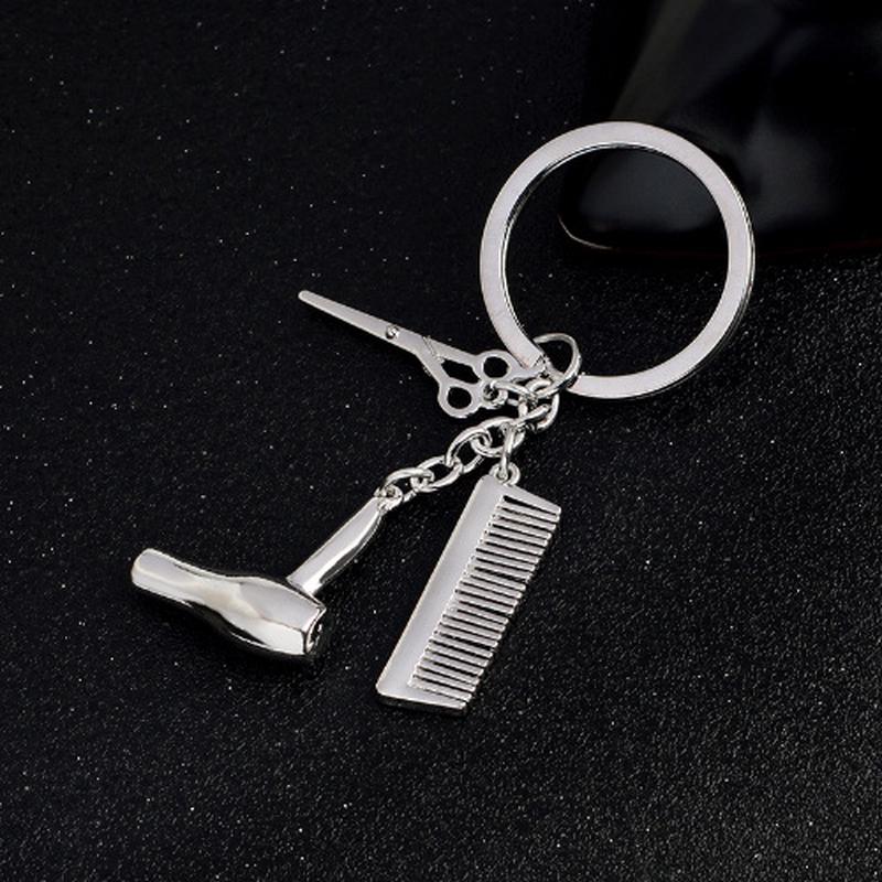 Hair Dryer Combs Scissors Pendant Keychain Hairdressing Tools Hair Stylist Scissor Blow Salon Gift Bag Accessories