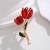 Crystal Tulip Brooch for Women, Elegant Floral Brooch